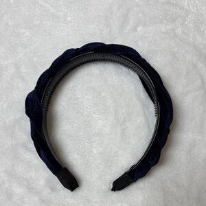 Braided Velvet Headband - Deep Navy